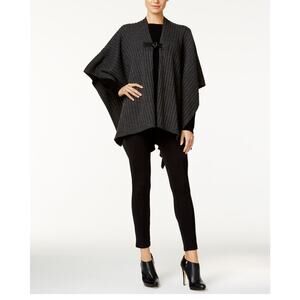 MICHAEL MICHAEL KORS Leather-Trim Poncho in charcoal size med / one size